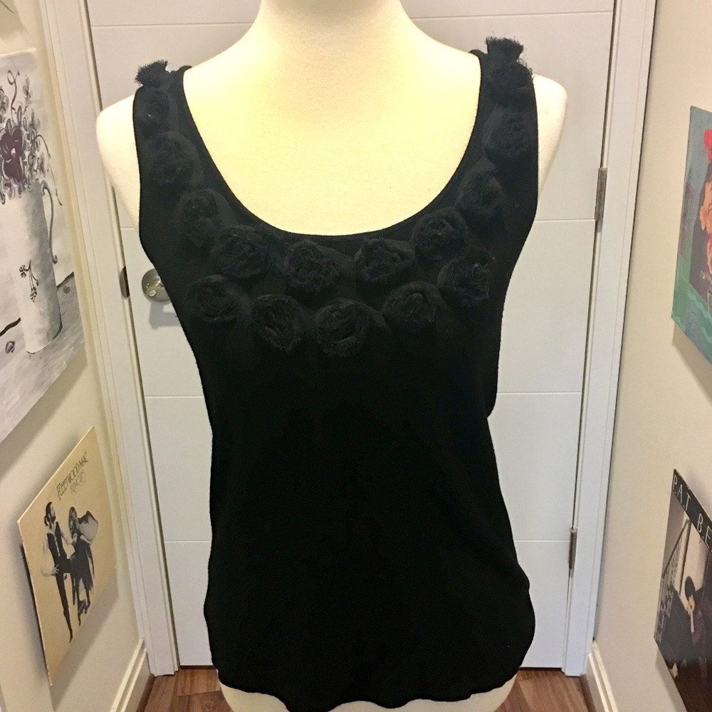 WHBM Black Rosette Tank Sweater